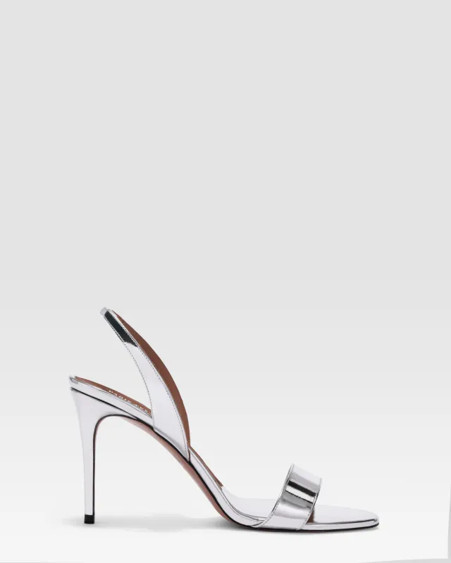 METALLIC LEATHER SANDAL WITH MIRROR EFFECT made by Paris Texas