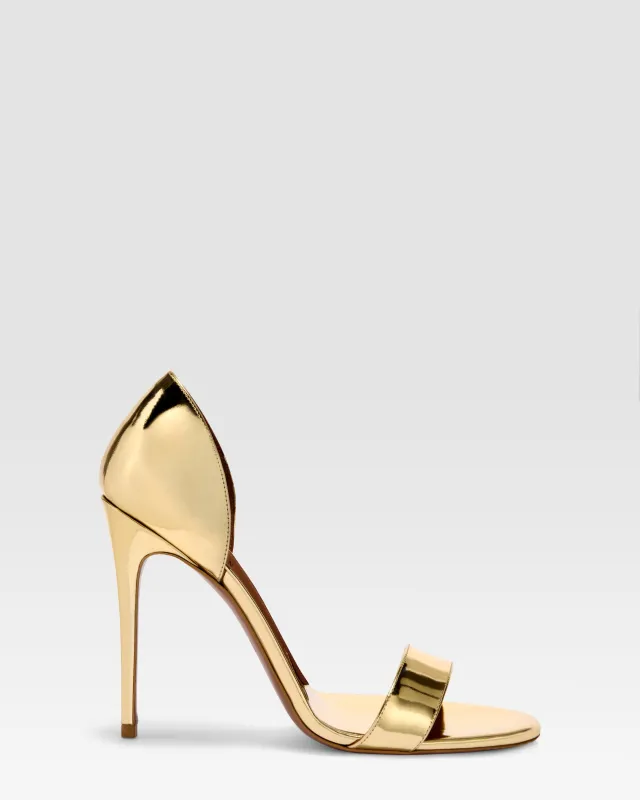 METALLIC LEATHER SANDAL WITH MIRROR EFFECT made by Paris Texas