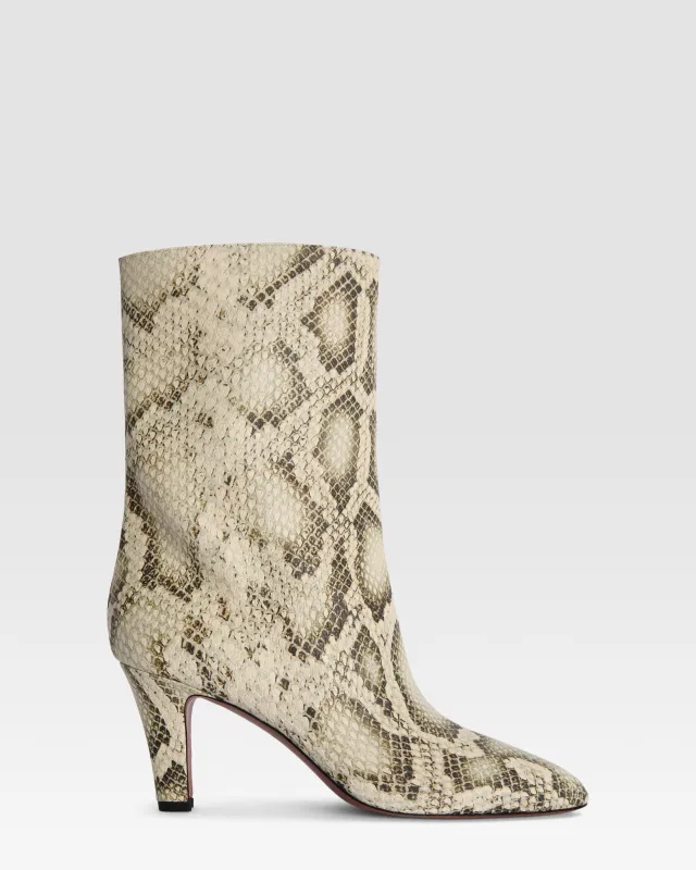 Python-print leather ankle boot made by Paris Texas