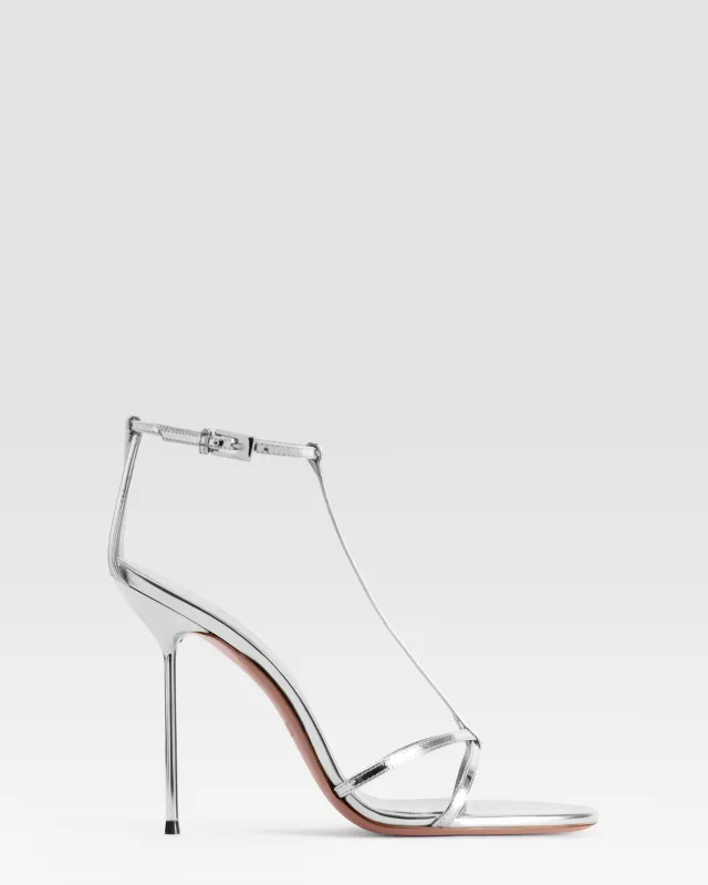 MIRRORED LEATHER T-STRAP SANDAL made by Paris Texas
