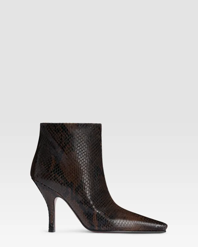 PYTHON-PRINT LEATHER ANKLE BOOT made by Paris Texas