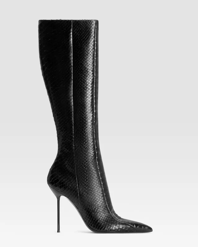 PYTHON-PRINT LEATHER BOOT WITH CUT-OUT EFFECT made by Paris Texas