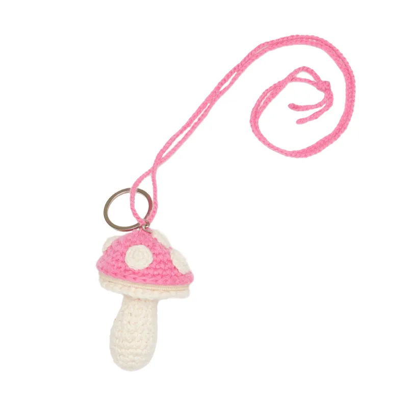 Small Mushroom Keychain/Necklace – Pink Cotton made by S.K. Manor Hill