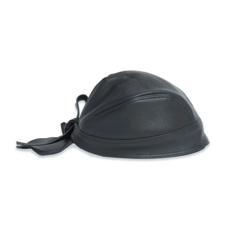 Skull Cap – Black Leather sold by S.K. Manor Hill