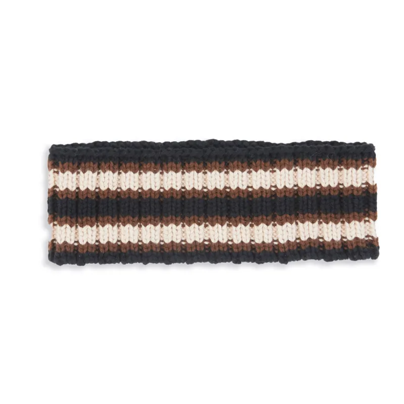 Striped Headband - Black/Cream/Brown Cotton made by S.K. Manor Hill