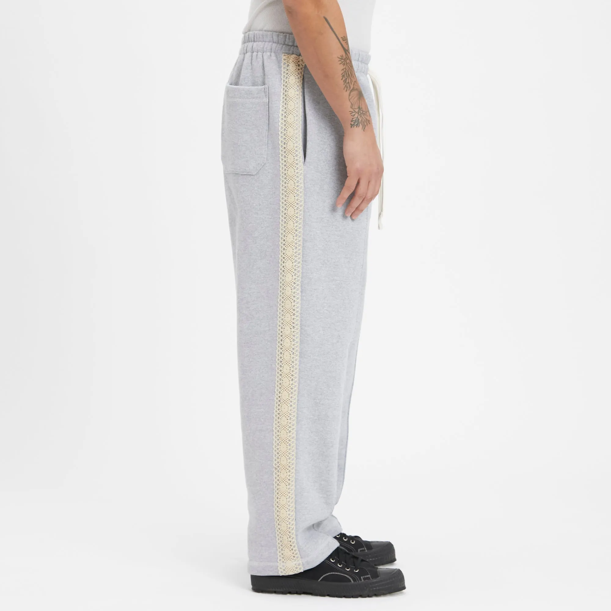 Saunter Pant - Heather Grey Cotton Fleece w/ Natural Trim sold by S.K. Manor Hill product image thumbnail 4