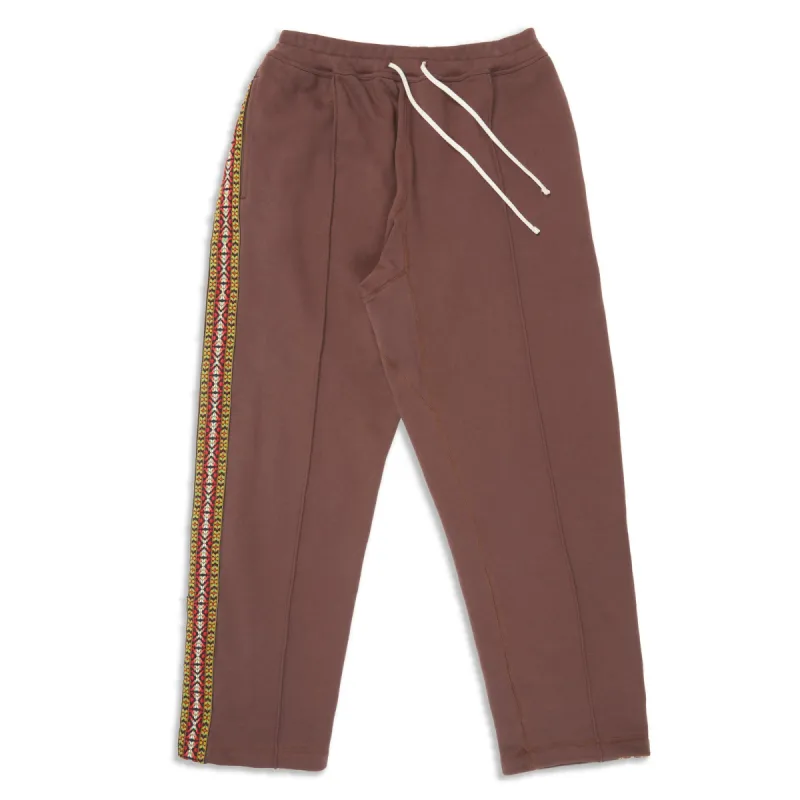Saunter Pant - Brown Cotton Fleece w/ Dec Trim made by S.K. Manor Hill