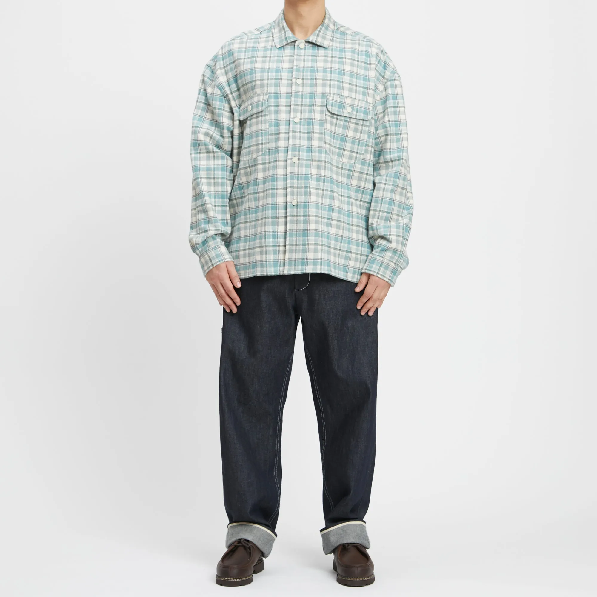 Park Shirt/Jacket - Smoky Blue Plaid Organic Cotton sold by S.K. Manor Hill product image thumbnail 2