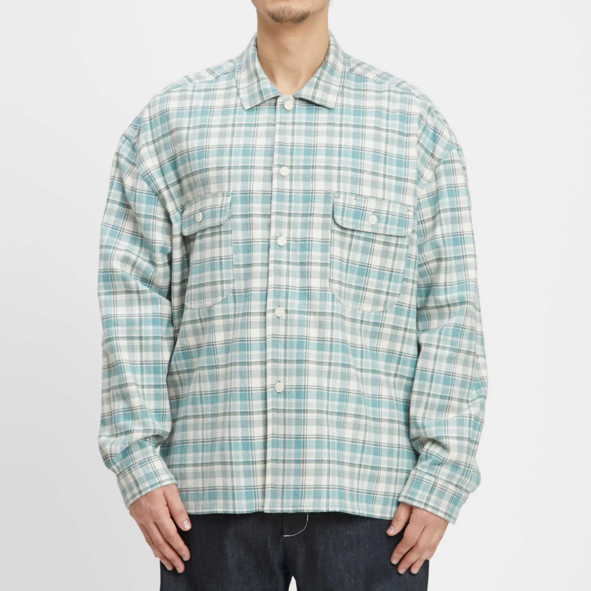 Park Shirt/Jacket - Smoky Blue Plaid Organic Cotton sold by S.K. Manor Hill product image thumbnail 3