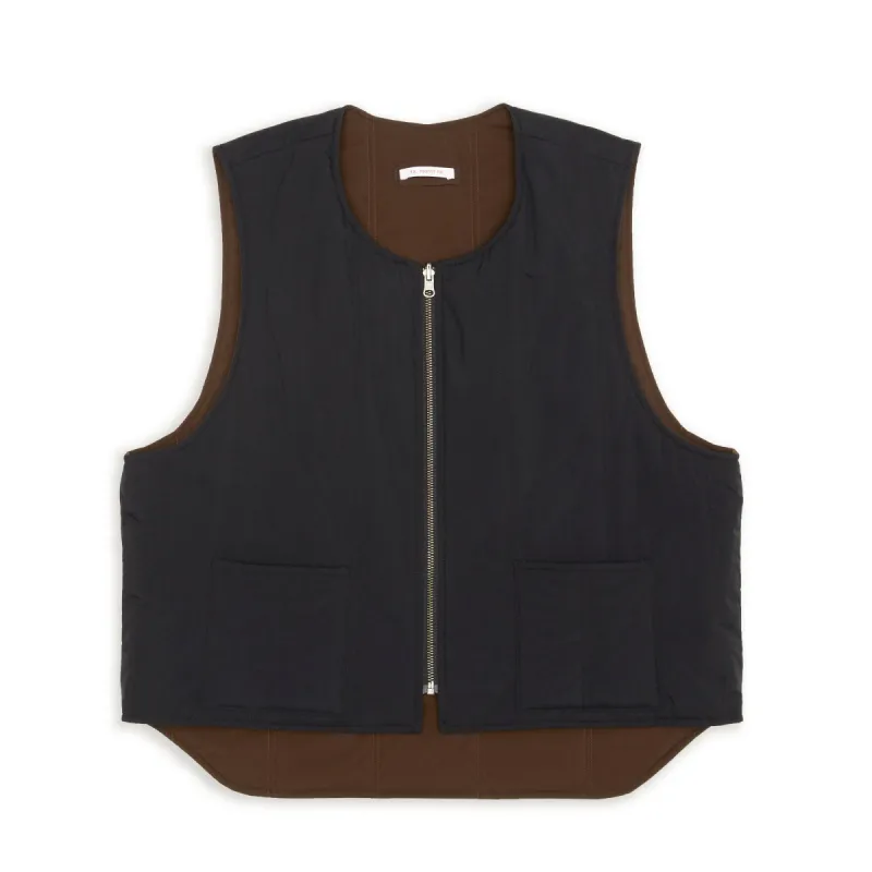 Reversible Ada Vest - Black & Brown Recycled Nylon WR sold by S.K. Manor Hill