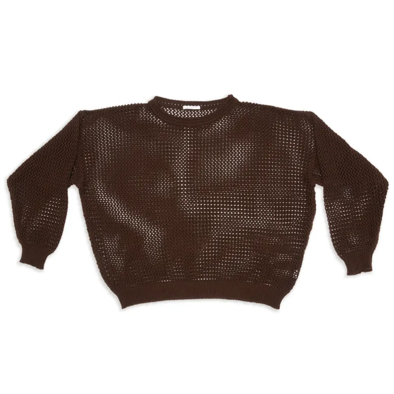Open Knit Sweater - Brown Cotton made by S.K. Manor Hill