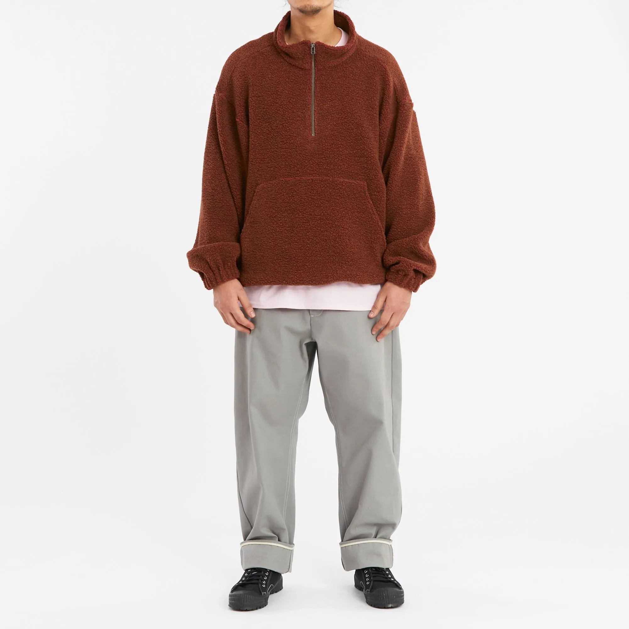 Half Zip Fleece - Brown/Magenta Wool Pile sold by S.K. Manor Hill product image thumbnail 2