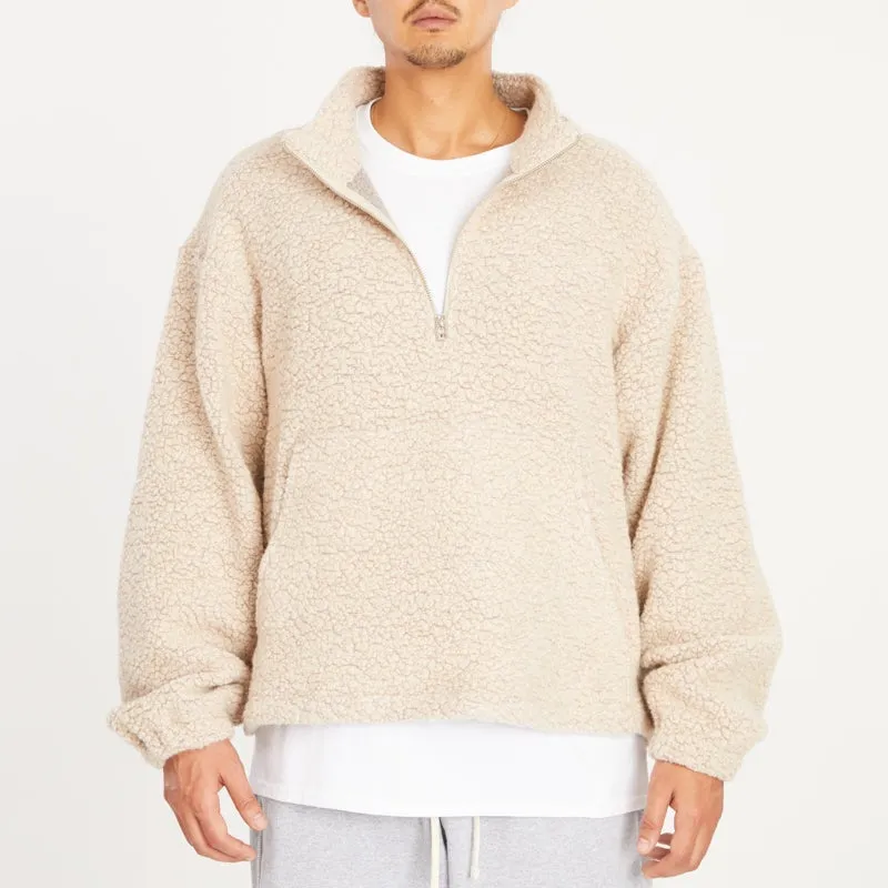 Half Zip Fleece - Beige/Pink Wool Pile sold by S.K. Manor Hill product image thumbnail 5