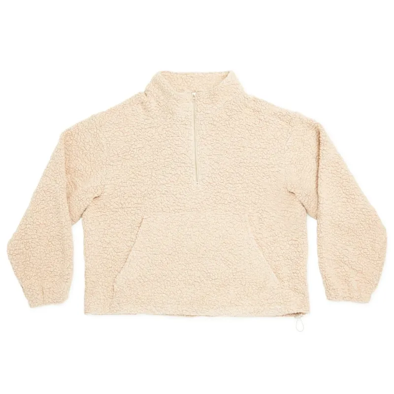 Half Zip Fleece - Beige/Pink Wool Pile sold by S.K. Manor Hill