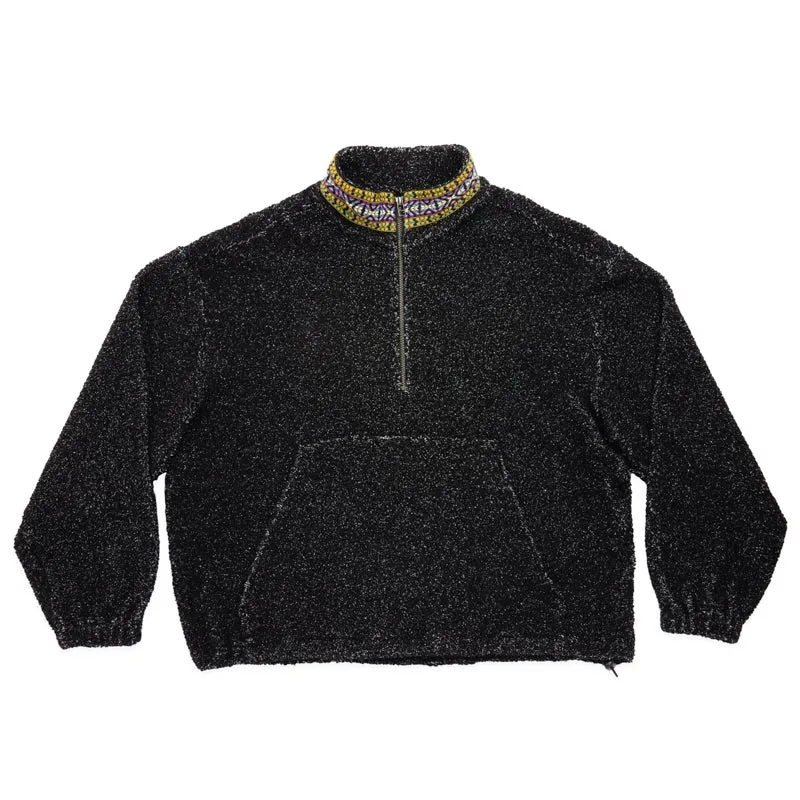 Half Zip Fleece - Black/Natural Wool Pile w/ Dec. Trim sold by S.K. Manor Hill