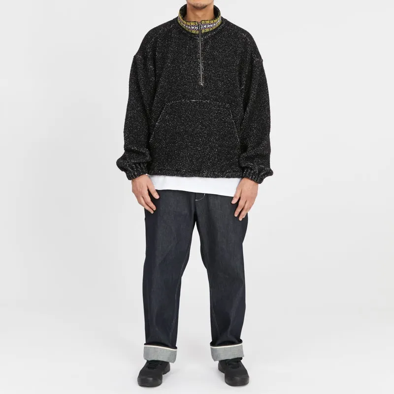 Half Zip Fleece - Black/Natural Wool Pile w/ Dec. Trim sold by S.K. Manor Hill product image thumbnail 2