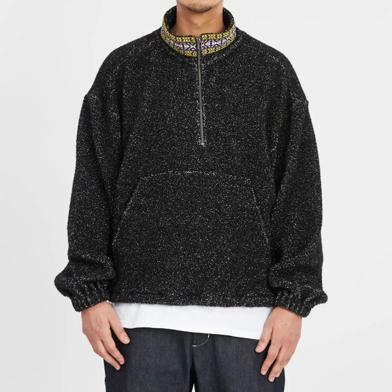 Half Zip Fleece - Black/Natural Wool Pile w/ Dec. Trim sold by S.K. Manor Hill product image thumbnail 3