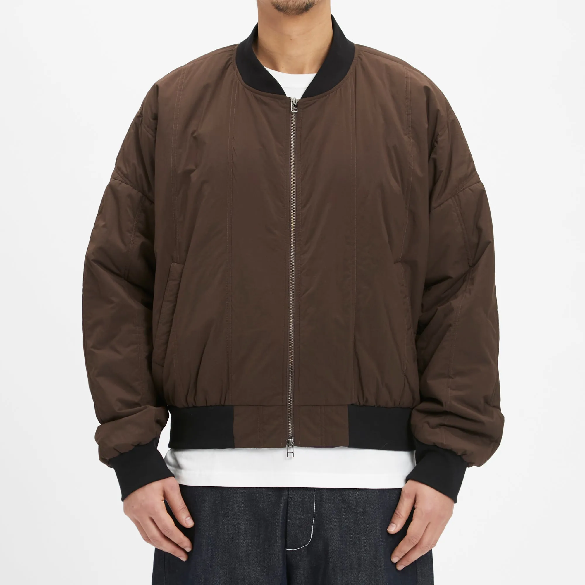 Reversible Bomber Jacket - Brown Quilted Recycled Nylon WR sold by S.K. Manor Hill product image thumbnail 3