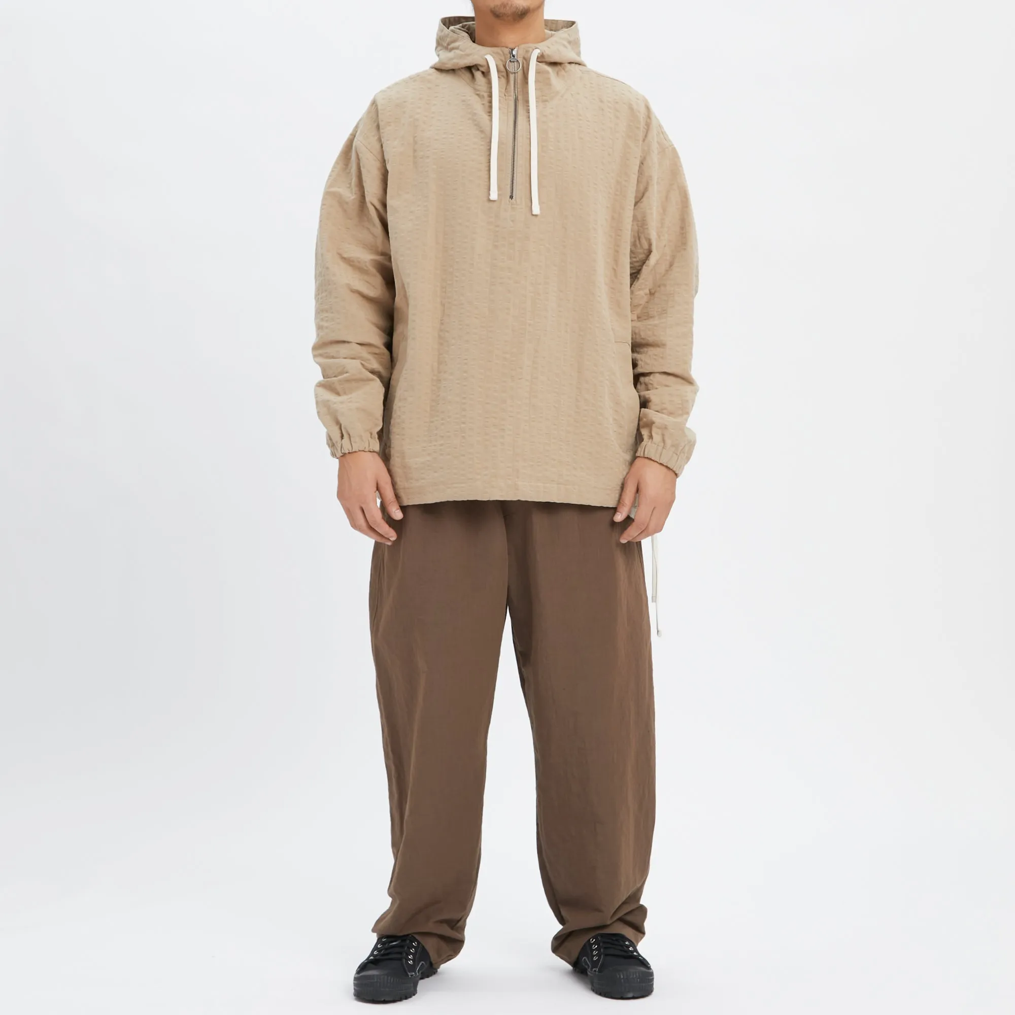 Pod Pullover Jacket - Tan Puckered Cotton sold by S.K. Manor Hill product image thumbnail 2