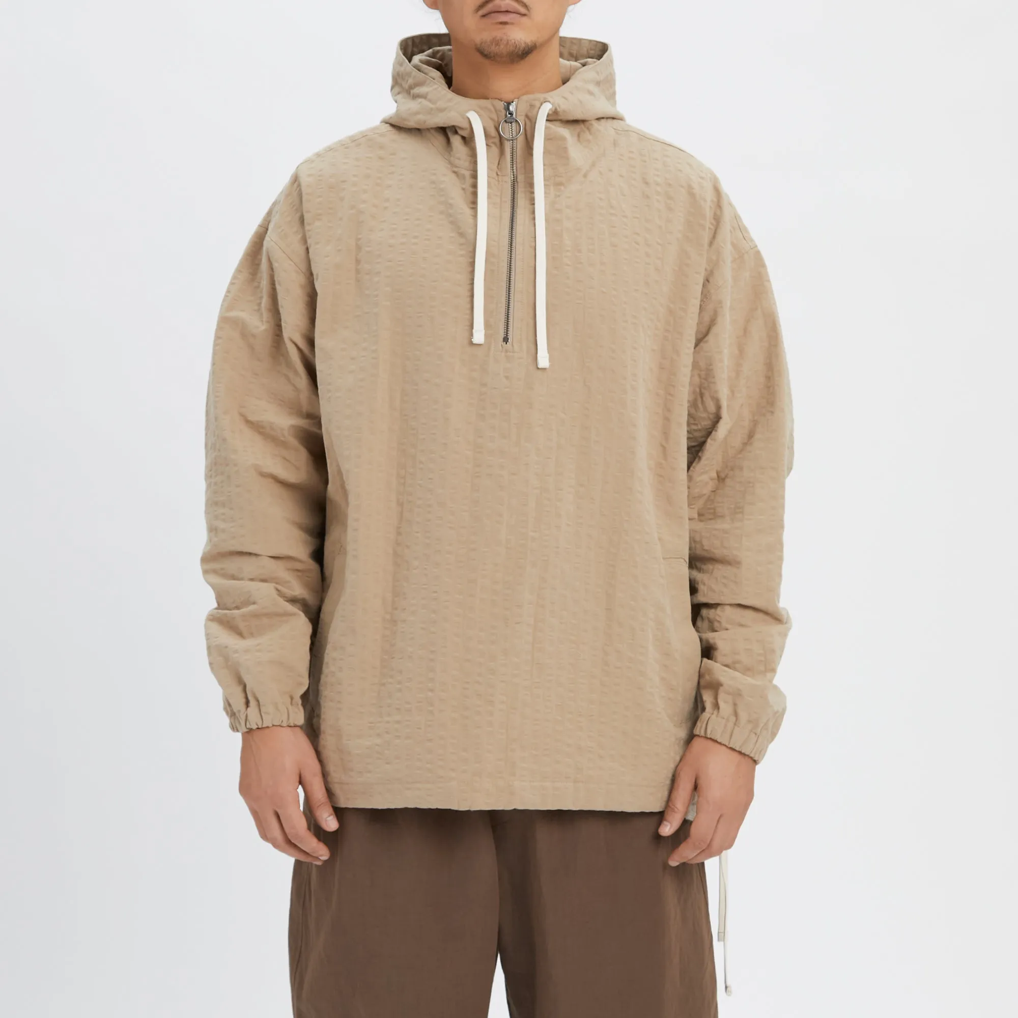 Pod Pullover Jacket - Tan Puckered Cotton sold by S.K. Manor Hill product image thumbnail 3