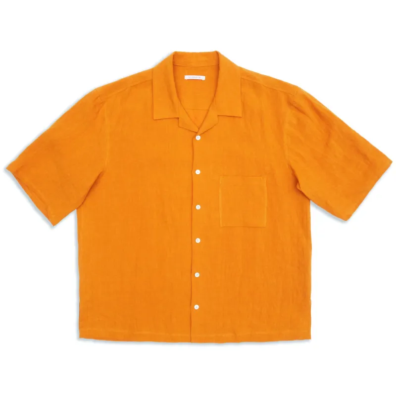 Aloha Shirt - Burnt Orange Linen sold by S.K. Manor Hill