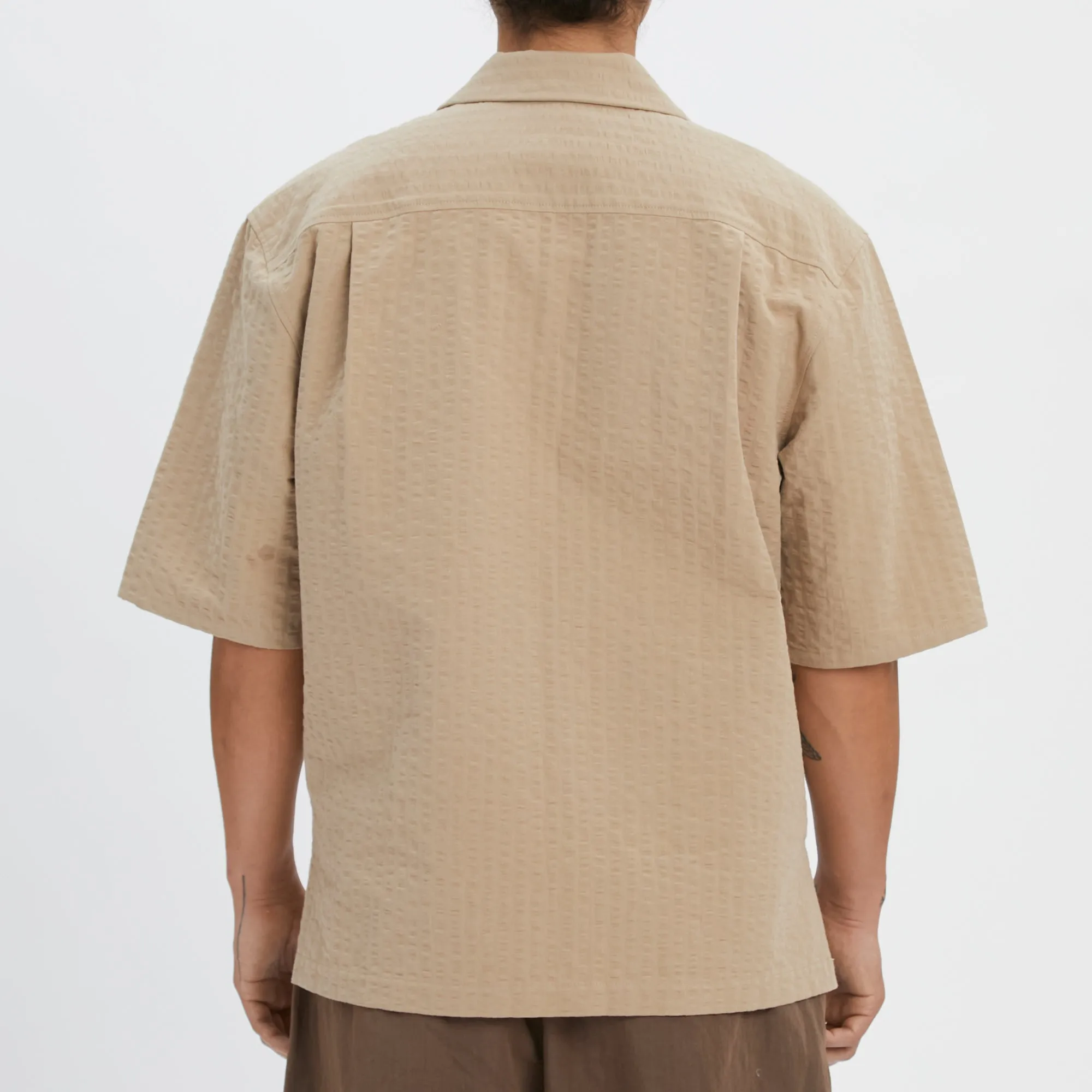Aloha Shirt - Tan Puckered Cotton sold by S.K. Manor Hill product image thumbnail 5