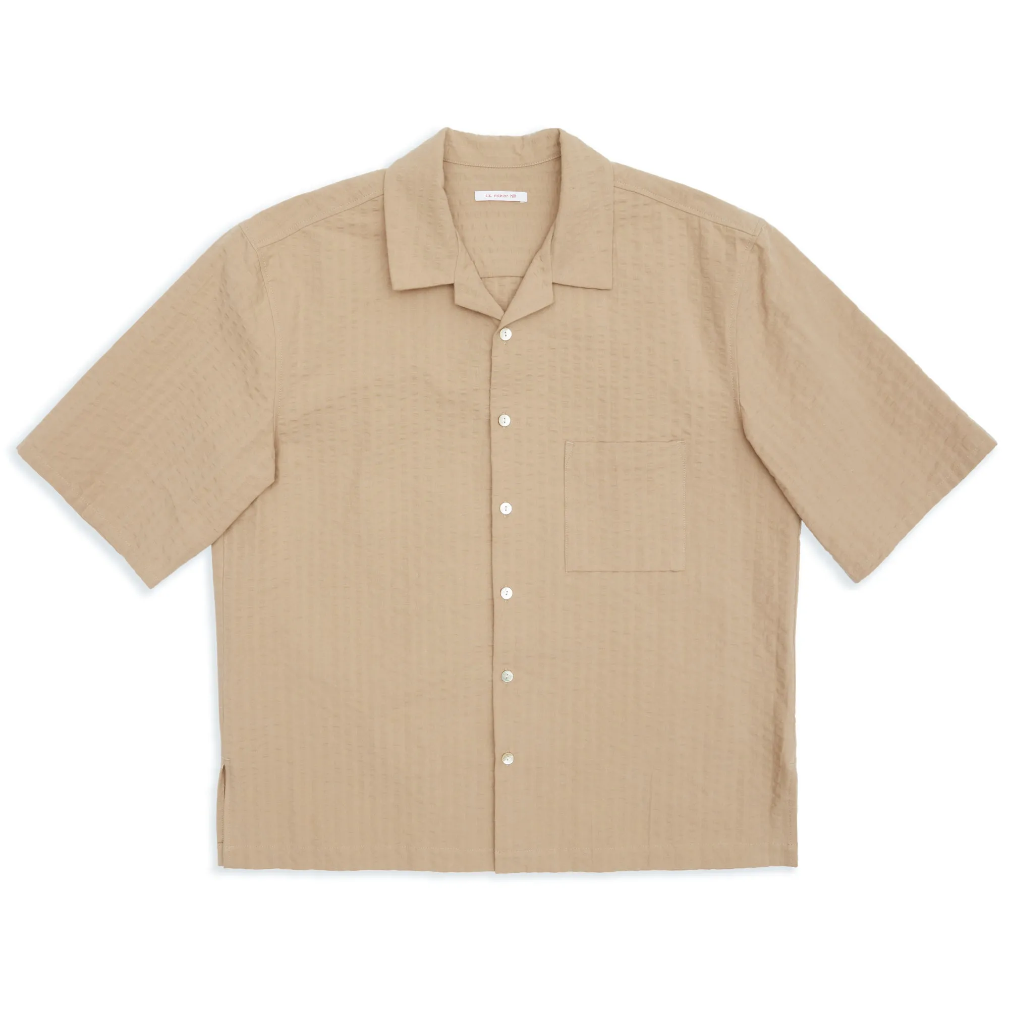 Aloha Shirt - Tan Puckered Cotton sold by S.K. Manor Hill