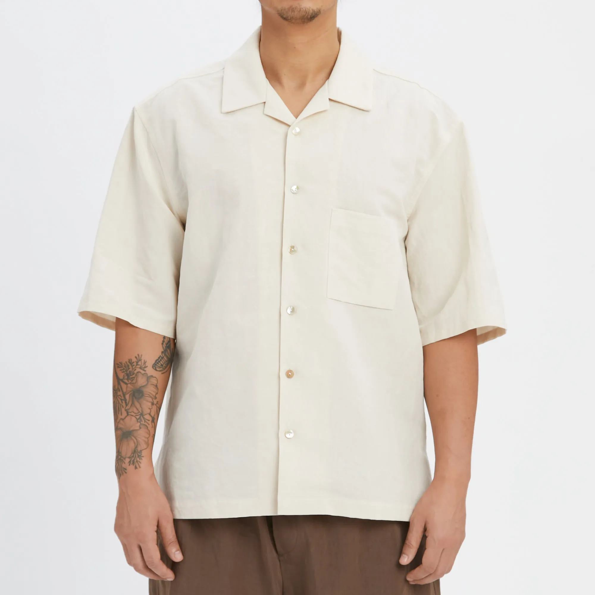 Aloha Shirt - Bone Linen / Cotton sold by S.K. Manor Hill product image thumbnail 3