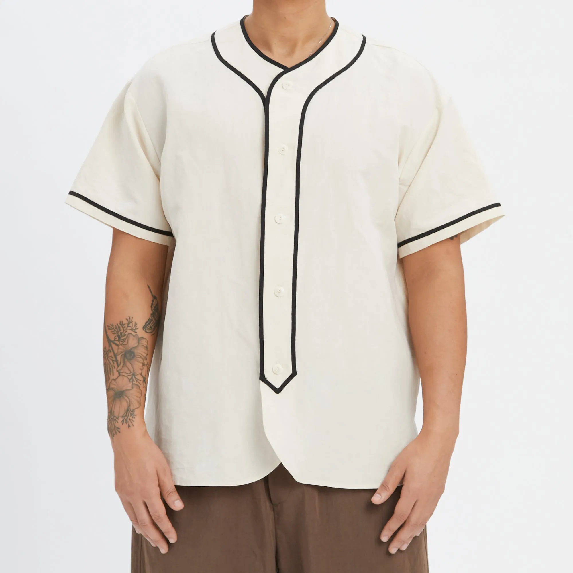 Baseball Shirt - Bone Linen / Cotton sold by S.K. Manor Hill product image thumbnail 3
