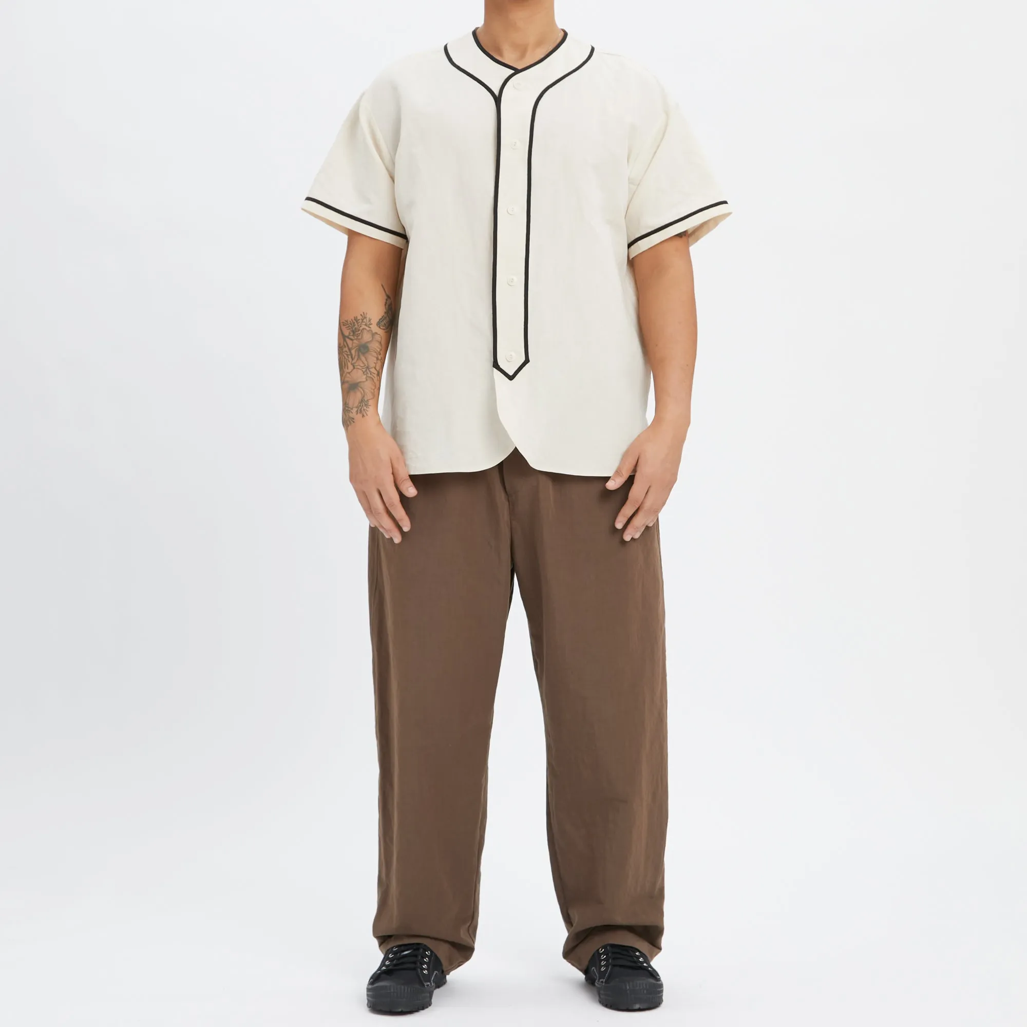Baseball Shirt - Bone Linen / Cotton sold by S.K. Manor Hill product image thumbnail 2