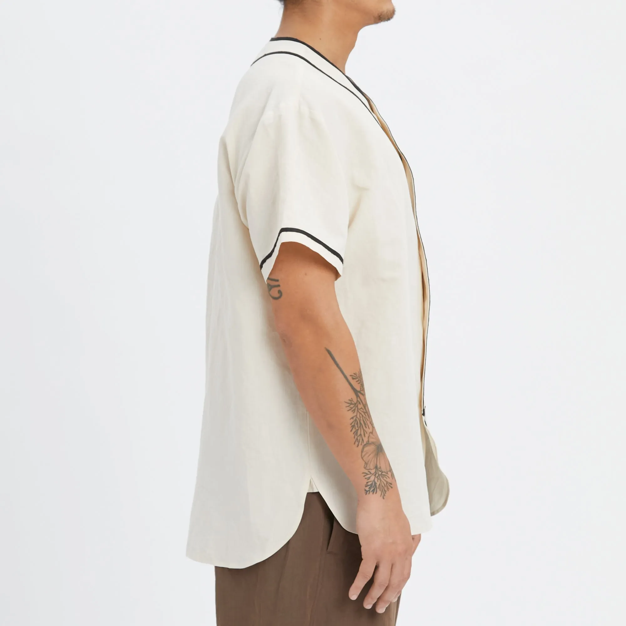 Baseball Shirt - Bone Linen / Cotton sold by S.K. Manor Hill product image thumbnail 4