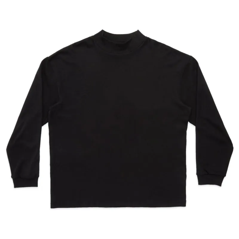 Ribbed Mock Neck Long Sleeve T-Shirt - Black sold by S.K. Manor Hill