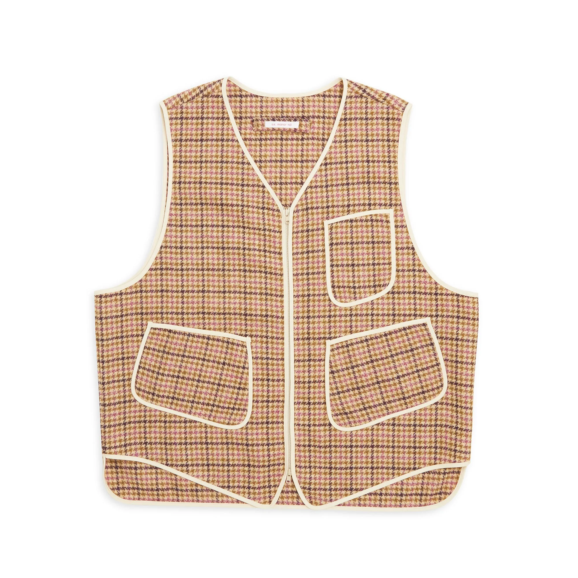 Yukon Vest - MOON Tan & Purple Plaid Tweed Wool sold by S.K. Manor Hill