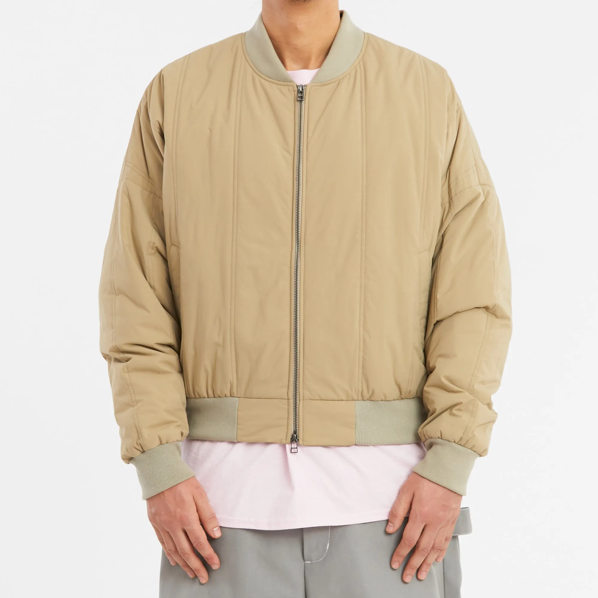 Reversible Bomber Jacket - Tan Quilted Recycled Nylon WR sold by S.K. Manor Hill product image thumbnail 3