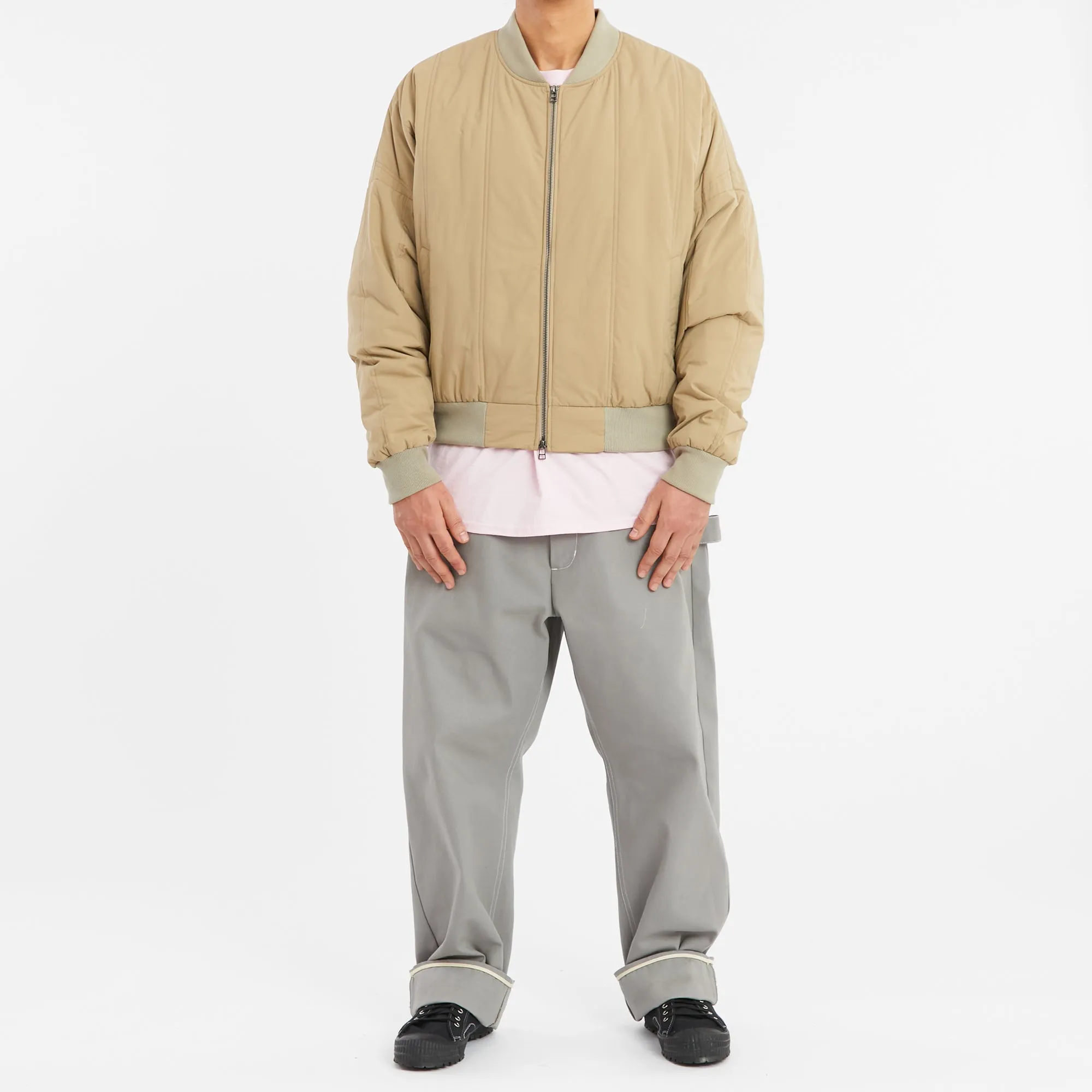 Reversible Bomber Jacket - Tan Quilted Recycled Nylon WR sold by S.K. Manor Hill product image thumbnail 2