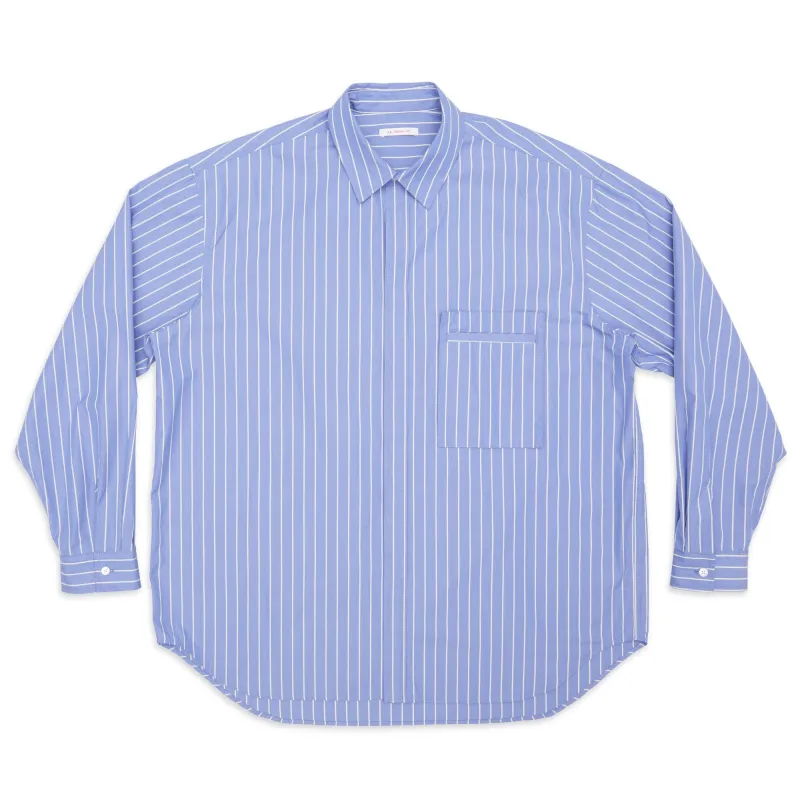 Overturn Shirt - Blue w/ White Stripes Cotton sold by S.K. Manor Hill