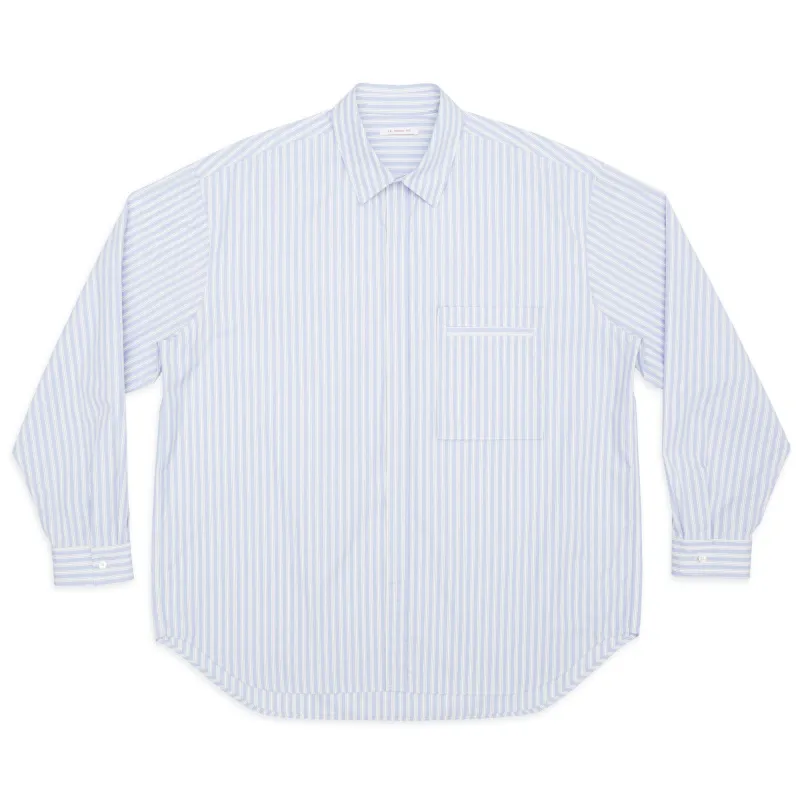 Overturn Shirt - Light Blue & Burgundy Striped Cotton sold by S.K. Manor Hill