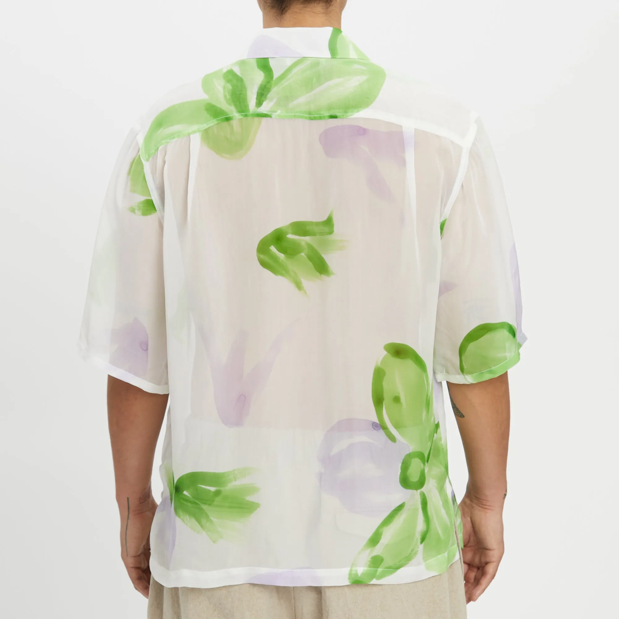 Aloha Shirt - Translucent Green & Purple Floral Viscose sold by S.K. Manor Hill product image thumbnail 5