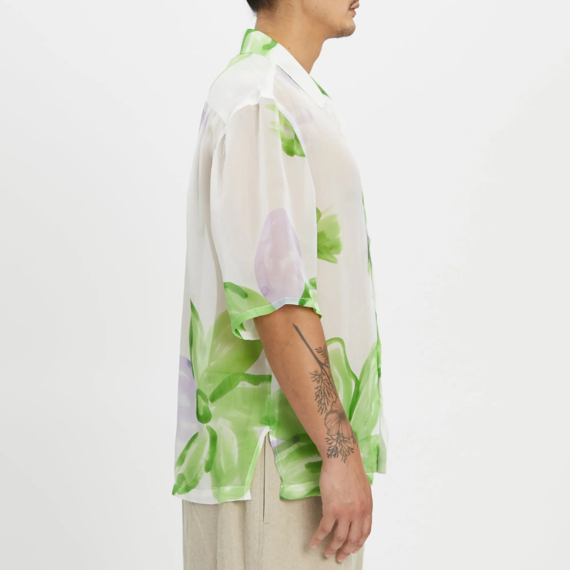 Aloha Shirt - Translucent Green & Purple Floral Viscose sold by S.K. Manor Hill product image thumbnail 4