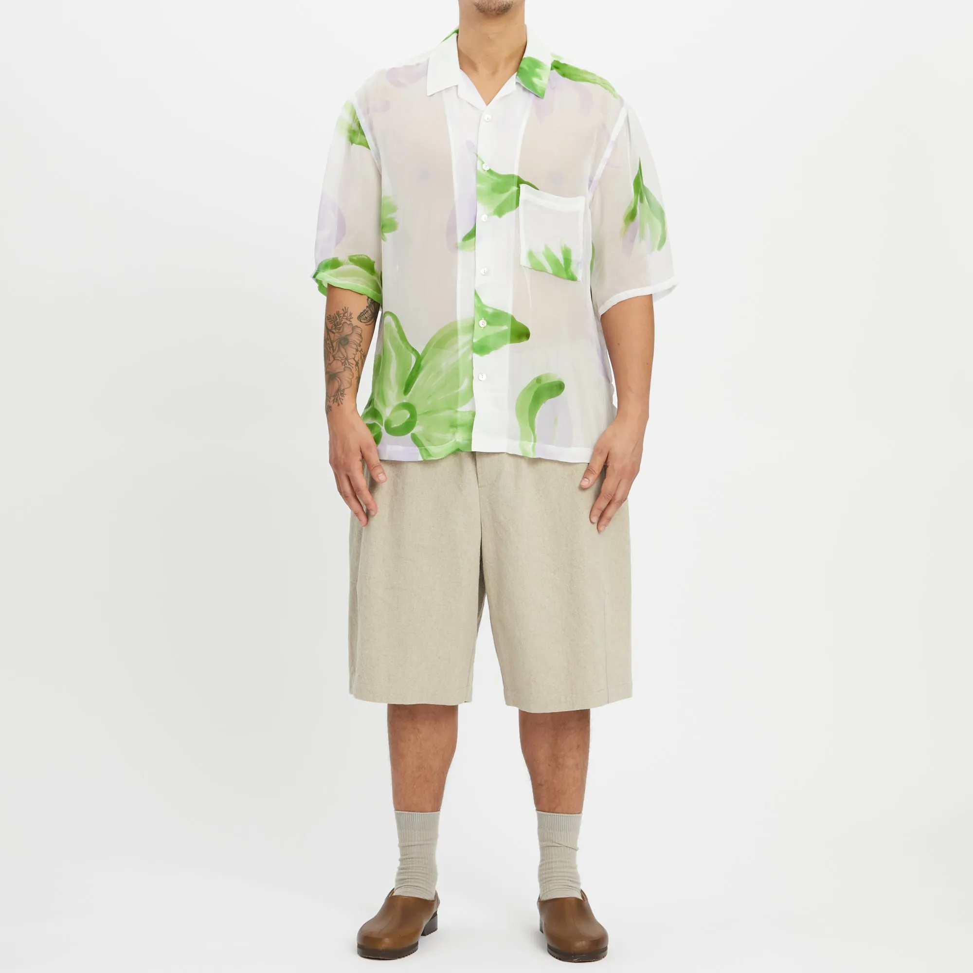 Aloha Shirt - Translucent Green & Purple Floral Viscose sold by S.K. Manor Hill product image thumbnail 2