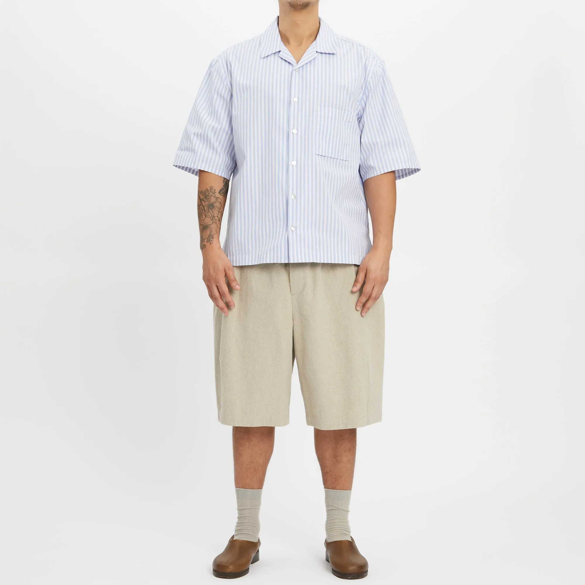 Aloha Shirt - Light Blue & Burgundy Striped Cotton sold by S.K. Manor Hill product image thumbnail 2