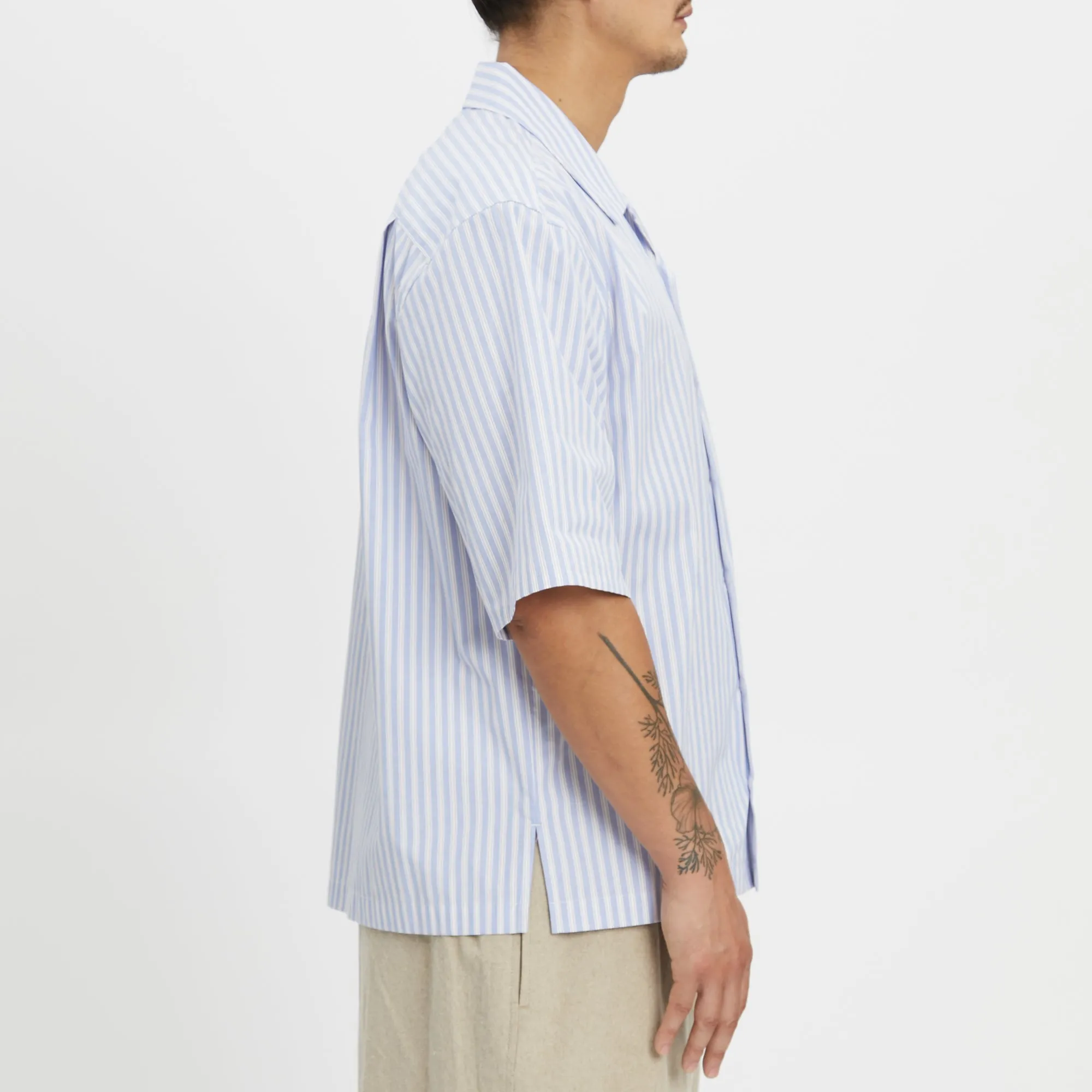 Aloha Shirt - Light Blue & Burgundy Striped Cotton sold by S.K. Manor Hill product image thumbnail 4