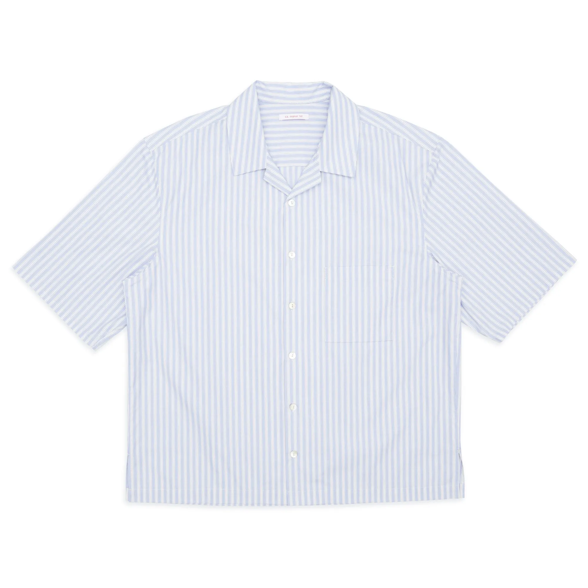 Aloha Shirt - Light Blue & Burgundy Striped Cotton sold by S.K. Manor Hill