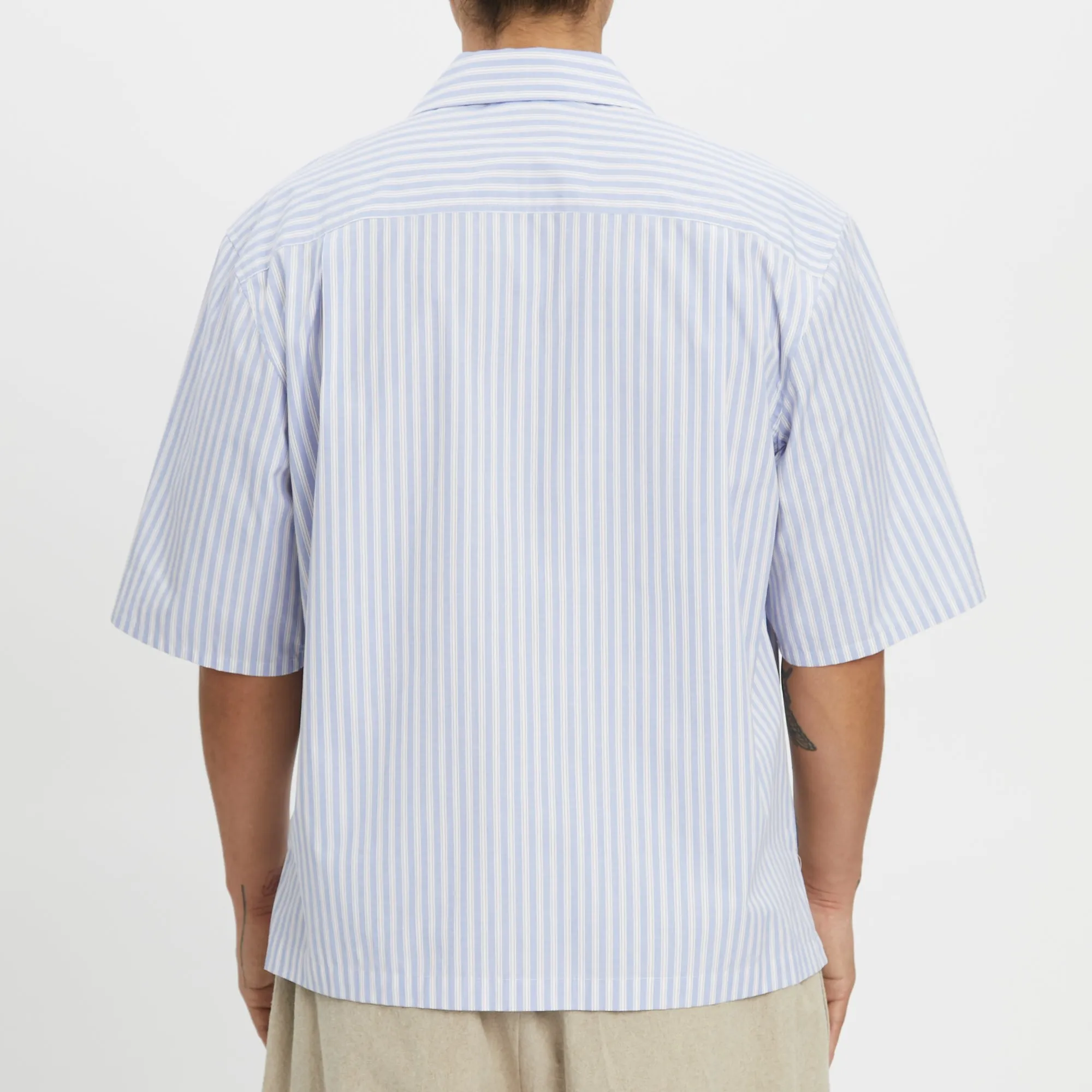 Aloha Shirt - Light Blue & Burgundy Striped Cotton sold by S.K. Manor Hill product image thumbnail 5