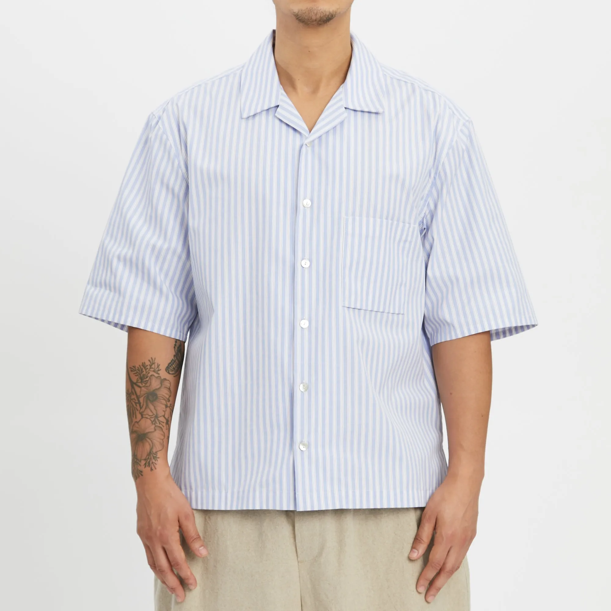Aloha Shirt - Light Blue & Burgundy Striped Cotton sold by S.K. Manor Hill product image thumbnail 3