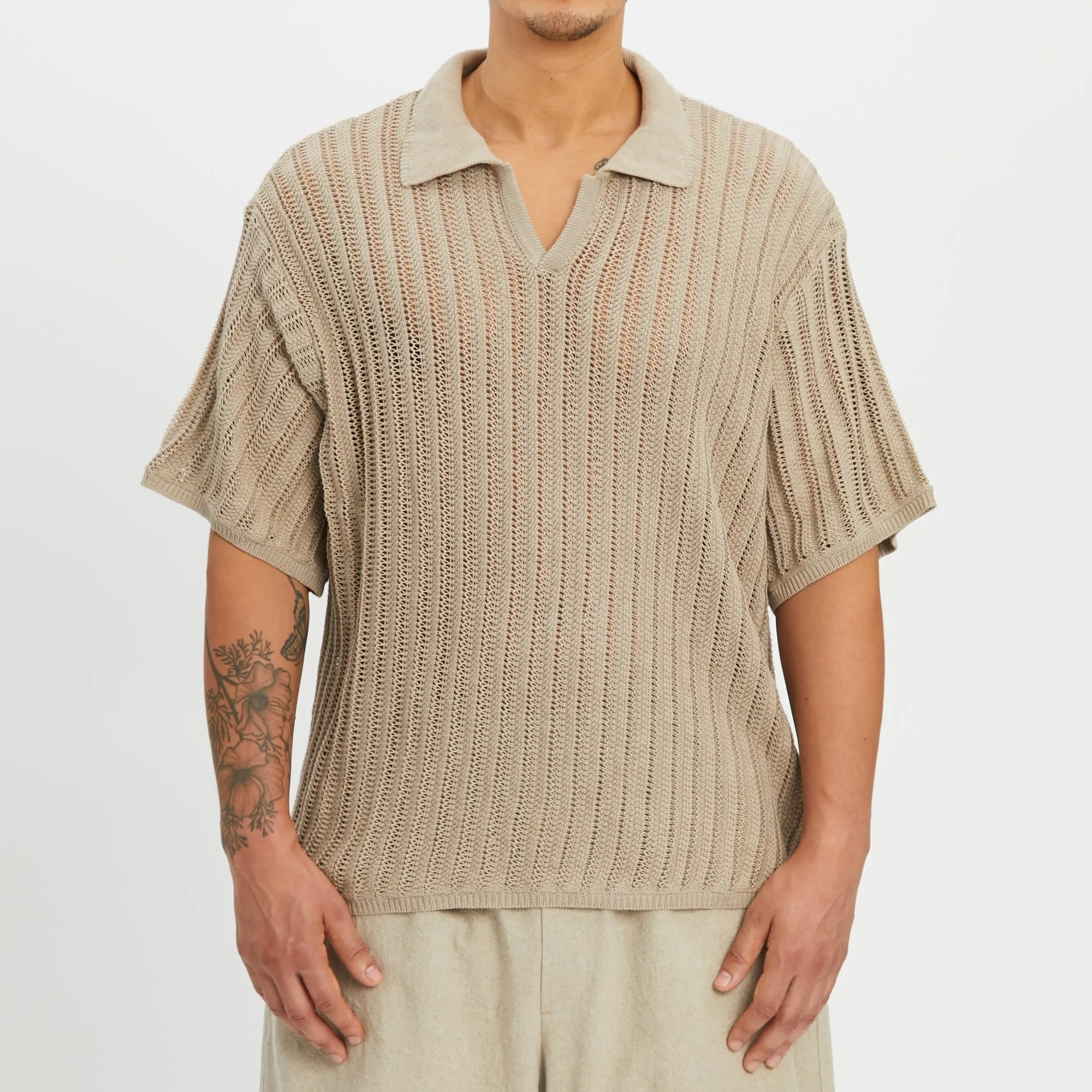 Knit Polo – Beige Cotton sold by S.K. Manor Hill product image thumbnail 3