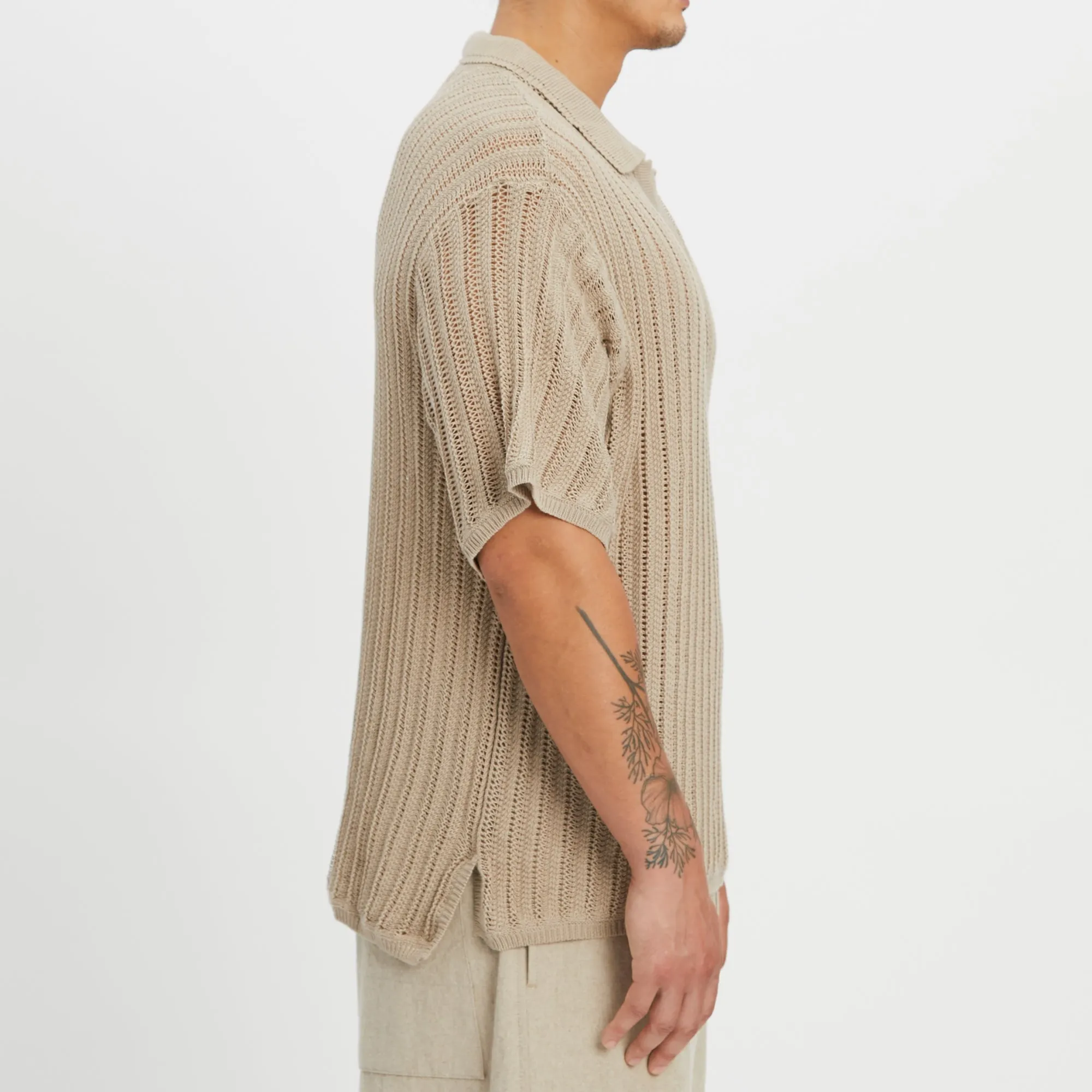 Knit Polo – Beige Cotton sold by S.K. Manor Hill product image thumbnail 4