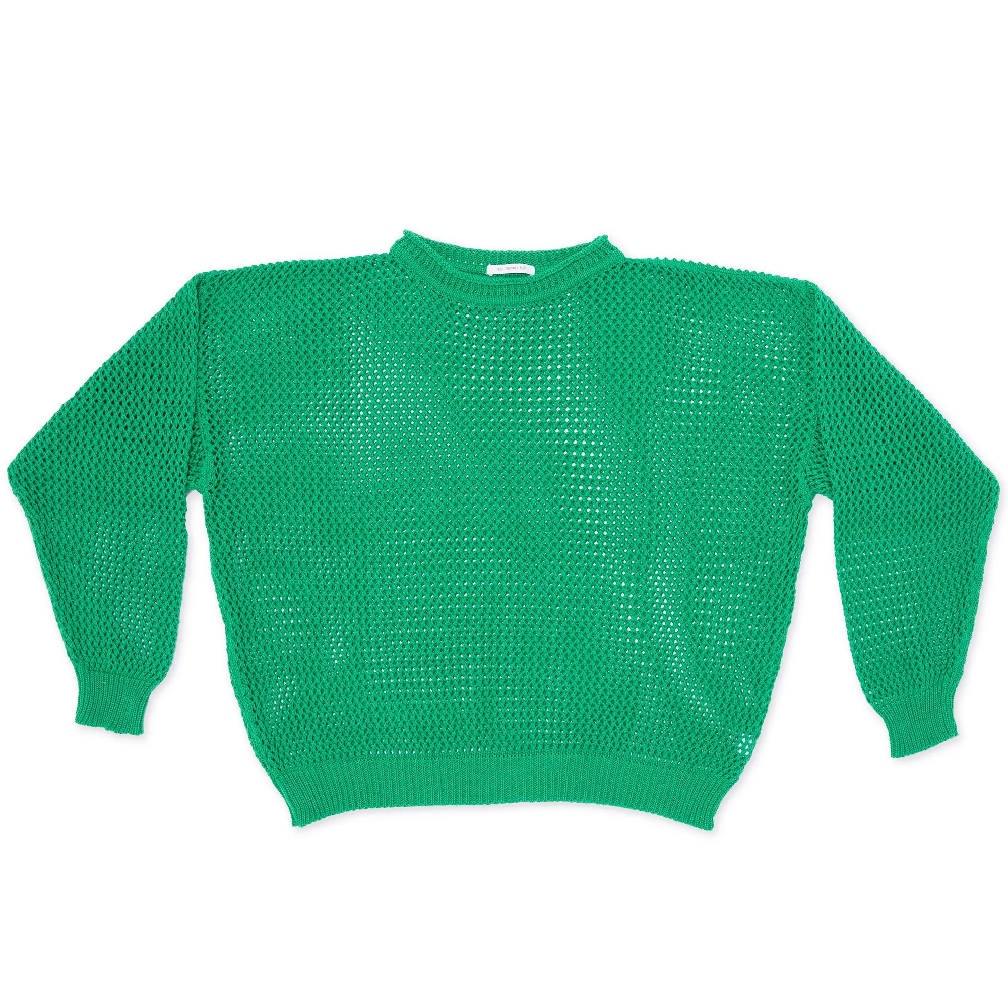 Open Knit Sweater - Kelly Green Cotton sold by S.K. Manor Hill