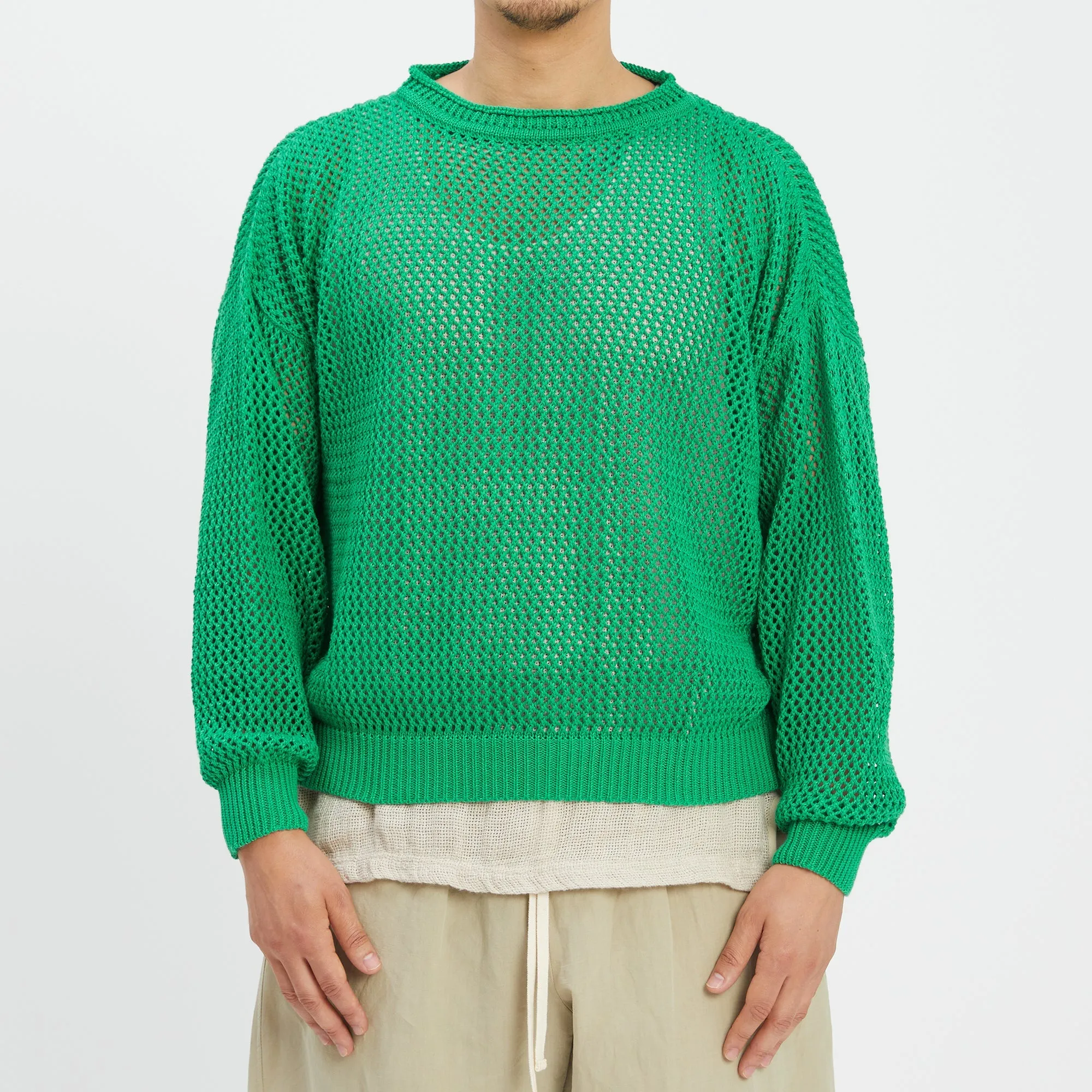 Open Knit Sweater - Kelly Green Cotton sold by S.K. Manor Hill product image thumbnail 3