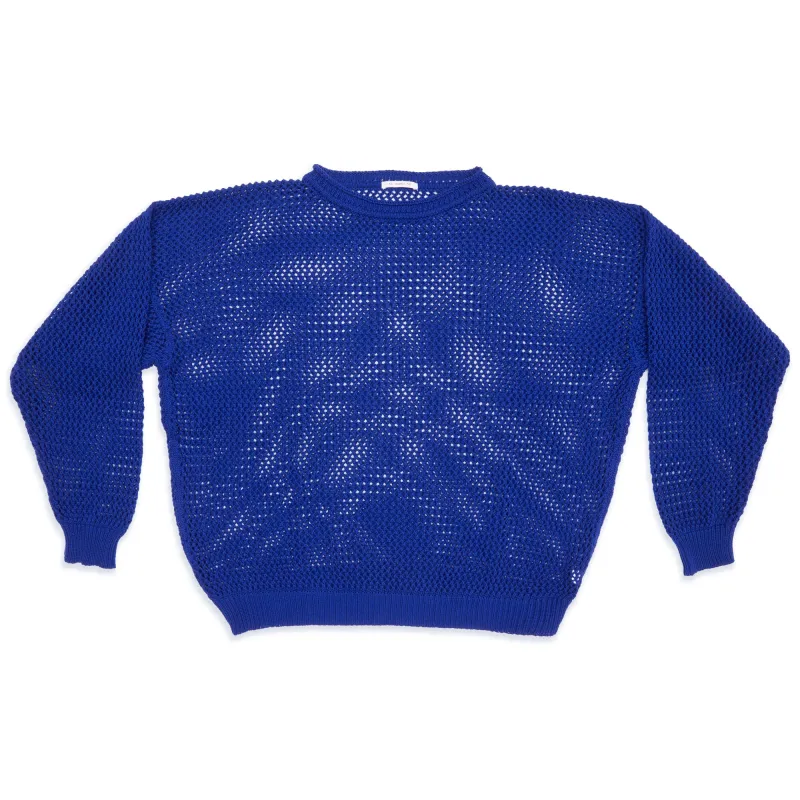 Open Knit Sweater - Royal Blue Cotton sold by S.K. Manor Hill